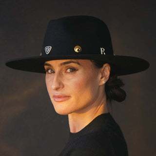Sombrero Mujer Negro de Fieltro de Lana con Ala Media - Ala de 9,5 cm y copa de 10 cm - Raceu Hats