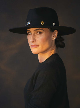Sombrero Mujer Negro de Fieltro de Lana con Ala Media - Ala de 9,5 cm y copa de 10 cm - Raceu Hats