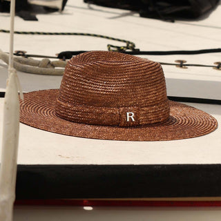 Sombrero Hombre Ala Media Paja de Trigo Marrón CALYPSO - Ala de 8,5 cm y copa de 10 cm - Raceu Hats