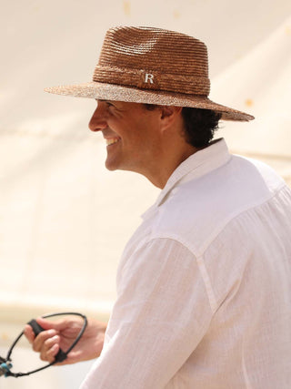 Sombrero Hombre Ala Media Paja de Trigo Marrón CALYPSO - Ala de 8,5 cm y copa de 10 cm - Raceu Hats