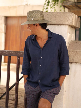 Sombrero Hombre Ala Media Paja en color Oliva Sport Chic para Toda Ocasión - Ala de 9,5 cm y copa de 10 cm - Raceu Hats