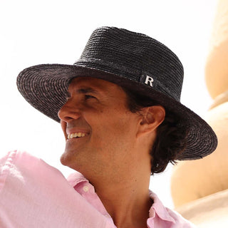 Sombrero Hombre Ala Media Paja de Trigo Negro CALYPSO - Ala de 9,5 cm y copa de 10 cm - Raceu Hats