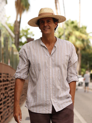 Sombrero Fedora Sport Elegante: Combina Aventura y Sofisticación en Paja Natural Trenzada- Ala de 9 cm y copa de 10 cm - Raceu H