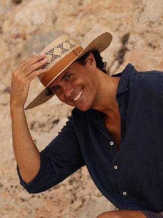 Sombrero Canotier de Verano: Elegancia Artesanal y Protección Solar para el Hombre - Ala de 9 cm y copa de 10 cm - Raceu Hats