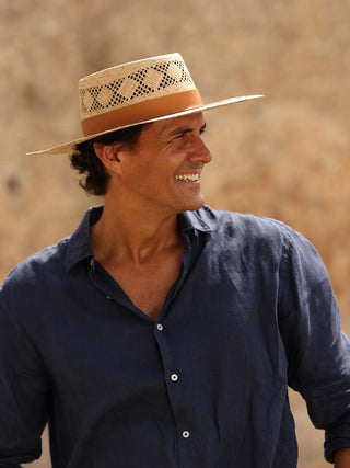 Sombrero Canotier de Verano: Elegancia Artesanal y Protección Solar para el Hombre - Ala de 9 cm y copa de 10 cm - Raceu Hats