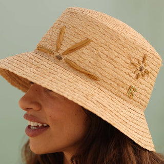 Sombrero Bucket Mujer Plegable - Sombrero Pescador Tejido en Raffia 100% para Mujer Talla Única - Raceu Hats