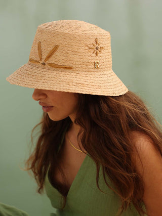 Sombrero Bucket Mujer Plegable - Sombrero Pescador Tejido en Raffia 100% para Mujer Talla Única - Raceu Hats