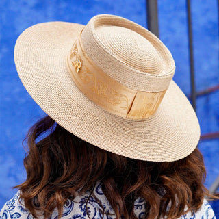 Sombrero de Mujer Trenzado 100% Raffia en España  - Ala de 9 cm y copa de 9 cm - Raceu Hats