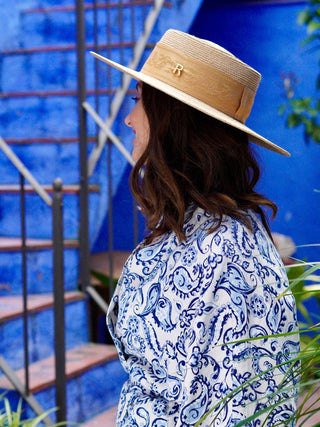 Sombrero de Mujer Trenzado 100% Raffia en España  - Ala de 9 cm y copa de 9 cm - Raceu Hats