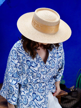 Sombrero de Mujer Trenzado 100% Raffia en España  - Ala de 9 cm y copa de 9 cm - Raceu Hats