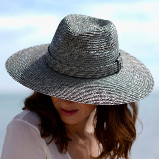 Sombrero Paja Natural Ala Media CALYPSO AQUA - ¡Protección solar con elegancia! - Ala de 9 cm y copa de 10 cm - Raceu Hats