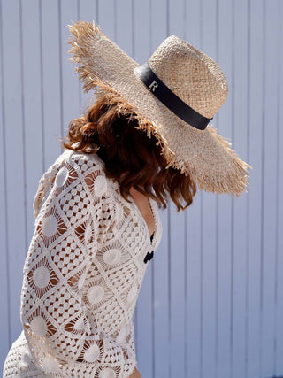 Sombrero Ala Ancha Moldeable Natural - 100% Paja Natural Trenzada a Mano - Ala de 18 cm y copa de 10 cm - Raceu Hats
