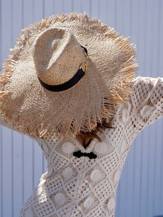 Sombrero Ala Ancha Moldeable Natural - 100% Paja Natural Trenzada a Mano - Ala de 18 cm y copa de 10 cm - Raceu Hats