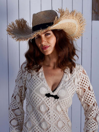 Sombrero Ala Ancha Moldeable Natural - 100% Paja Natural Trenzada a Mano - Ala de 18 cm y copa de 10 cm - Raceu Hats
