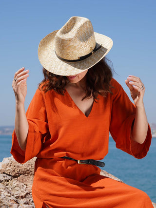 Sombrero Cowboys de Ala Corta en 100% Paja de Trigo - Ala de 8 cm y copa de 10 cm - Raceu Hats