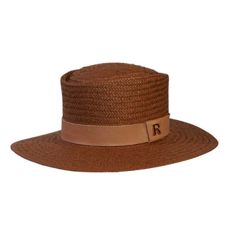 Sombrero Mujer Paja de Papel Marrón - Estilo Mediterráneo y Elegancia Atemporal  - Ala de 9 cm y copa de 9 cm - Raceu Hats