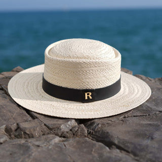 Sombrero Mujer ACAPULCO de Ala Corta en Paja de Papel Blanca - Ala de 9 cm y copa de 9 cm - Raceu Hats