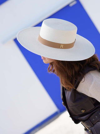 Sombrero Panamá Blanco trenzado en Paja de Toquilla Original de Ala Ancha - Ala de 12 cm y copa de 10 cm - Raceu Hats