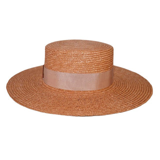 Sombrero de Mujer Ala Ancha color Champagne: Elegancia Mediterránea Hecha a Mano - Ala de 11 cm y copa de 10 cm - Raceu Hats