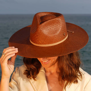Sombrero Panamá Mujer de Ala Ancha en 100% Paja Toquilla Original - Ala de 10 cm y copa de 10 cm - Raceu Hats