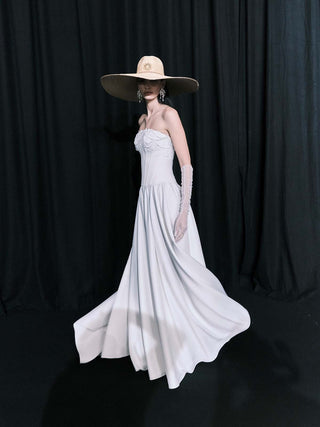 Sombrero Novia Ala Extragrande Paja Natural HELIOS - Estilo Mediterráneo - Ala de 19 cm y copa de 11 cm - Raceu Hats