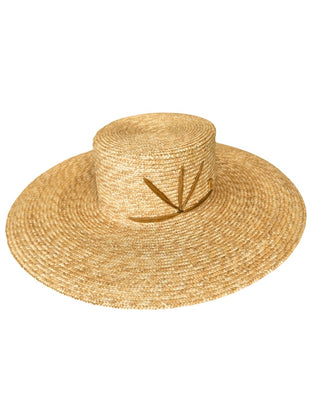 Sombrero de Novia Canotier Color Natural - paja de trigo 100% natural - Ala de 15 cm y copa de 10,5 cm - Raceu Hats