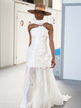 Sombrero Boda Canotier Ala Ancha - Estilo Mediterráneo y Elegancia Atemporal  - Ala de 18 cm y copa de 10 cm - Raceu Hats