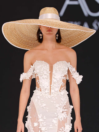 Sombrero Novia Ala XXXL SOFIA - Estilo Mediterráneo y Elegancia Atemporal  - Ala de 30 cm y copa de 10 cm - Raceu Hats