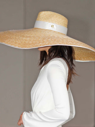 Sombrero Pamela Mujer SOFIA - Diseño Exclusivo de Ala Extra Ancha - Ala de 30 cm y copa de 10 cm - Raceu Hats