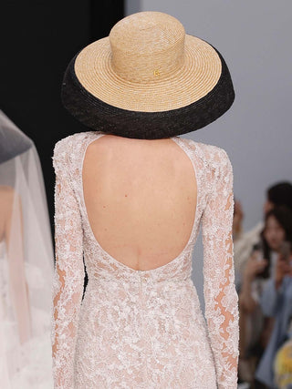 Sombrero Boda Trenzado en Paja de Trigo con Elegante Ala Ancha Bicolor - Ala de 20 cm y copa de 10 cm - Raceu Hats