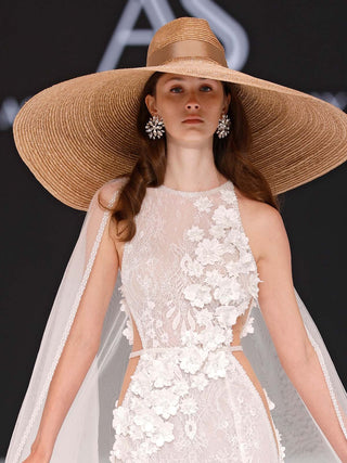 Sombrero Pamela de Novia  - Pamela de Novia Ala Extra Ancha - Ala de 30 cm y copa de 10 cm - Raceu Hats