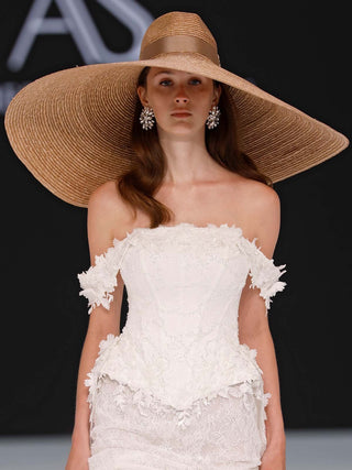 Sombrero Pamela de Novia  - Pamela de Novia Ala Extra Ancha - Ala de 30 cm y copa de 10 cm - Raceu Hats