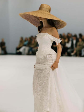 Sombrero Pamela de Novia  - Pamela de Novia Ala Extra Ancha - Ala de 30 cm y copa de 10 cm - Raceu Hats