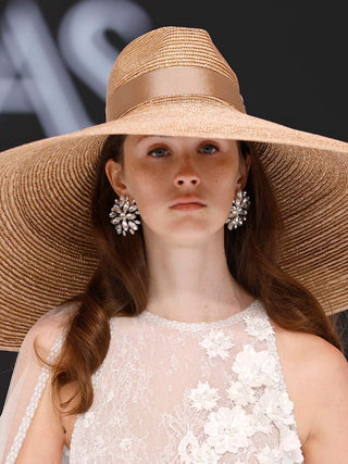 Sombrero Pamela de Novia  - Pamela de Novia Ala Extra Ancha - Ala de 30 cm y copa de 10 cm - Raceu Hats