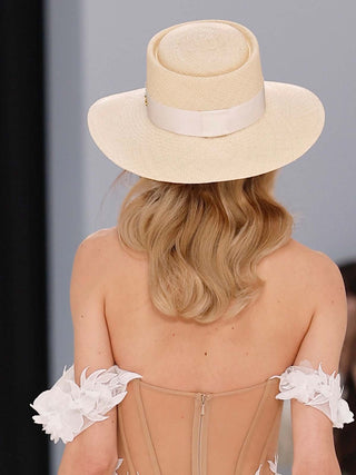 Sombrero Novia Panamá Ala Media Natural - Elegancia Natural para tu Boda - Ala de 9 cm y copa de 9 cm - Raceu Hats