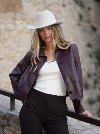 Sombrero Cowboy Mujer Blanco Roto KANSAS - Estilo Mediterráneo y Elegancia Atemporal  - Ala de 8 cm y copa de 10 cm - Raceu Hats