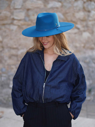 Sombrero Fedora Mujer Jeans GAUDI - Artesanía Hecha en España, Fieltro de Lana Premium - Ala de 11,5 cm y copa de 10 cm - Raceu 