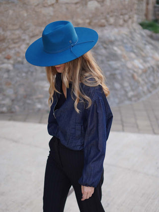 Sombrero Fedora Mujer Jeans GAUDI - Artesanía Hecha en España, Fieltro de Lana Premium - Ala de 11,5 cm y copa de 10 cm - Raceu 