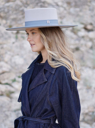 Sombrero Canotier Fieltro Lana Gris Perla BARI