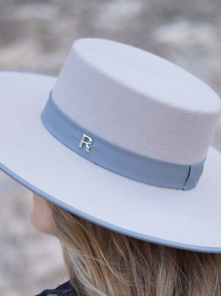 Sombrero Canotier Fieltro Lana Gris Perla BARI