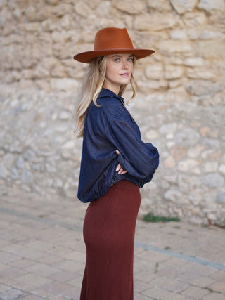 Sombrero Fedora Ala Rígida Amber MODENA - Fedora de Fieltro Hecho en España - Ala de 9 cm y copa de 11 cm - Raceu Hats