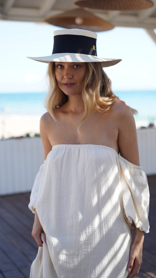 Panama Ponza Guest Hat – Natural with Black Ribbon