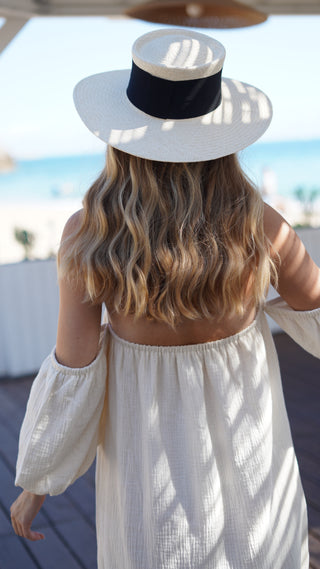 Panama Ponza Guest Hat – Natural with Black Ribbon