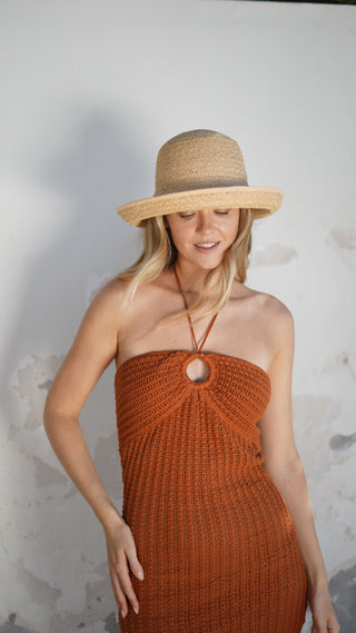 Sombrero cloche TRIANA paja natural flexible elegante viaje