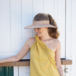 Visera JULIETA paja natural beige vista posterior ajustable