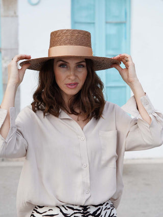 Sombrero Canotier Ala Ancha de Paja LIRIA - Raceu Hats