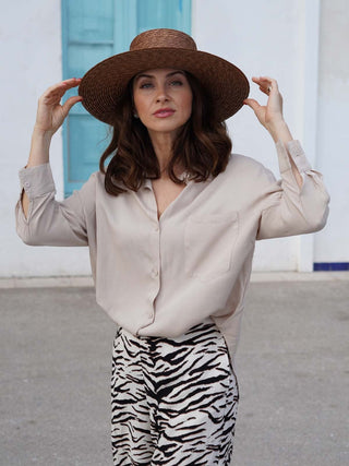 Sombrero Canotier Ala Ancha de Paja LIRIA - Raceu Hats