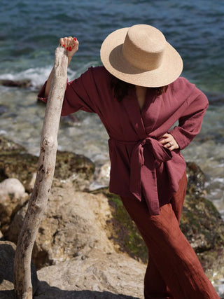 Sombrero Canotier Ala Media Raffia Fina SACRA - Raceu Hats