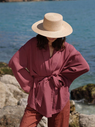 Sombrero Canotier Ala Media Raffia Fina SACRA - Raceu Hats