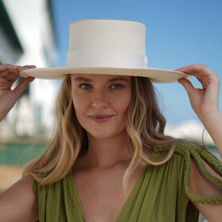 Sombrero Canotier Blanco PADUA Panamá - Raceu Hats